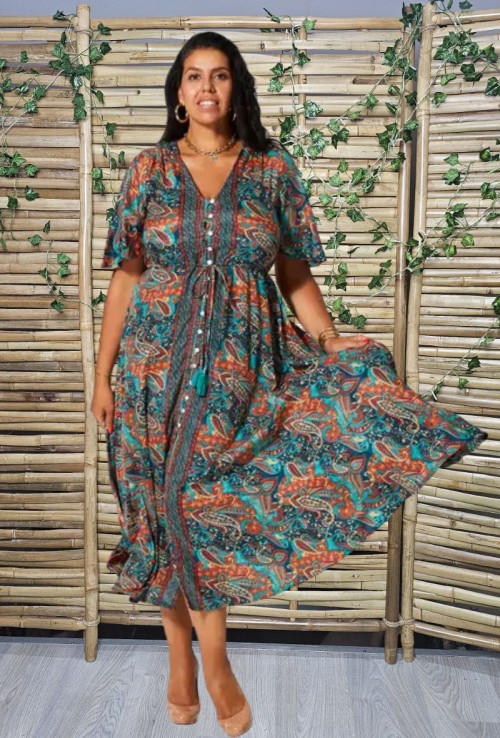 Vestido Diya Seda India