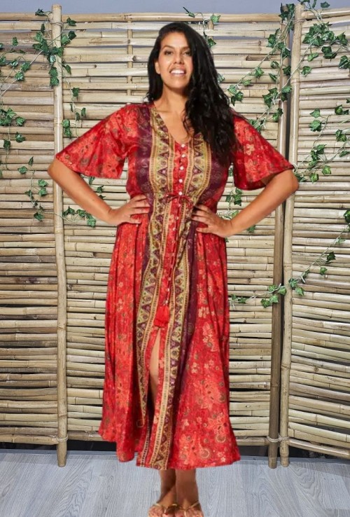 Vestido Diya Seda India 5