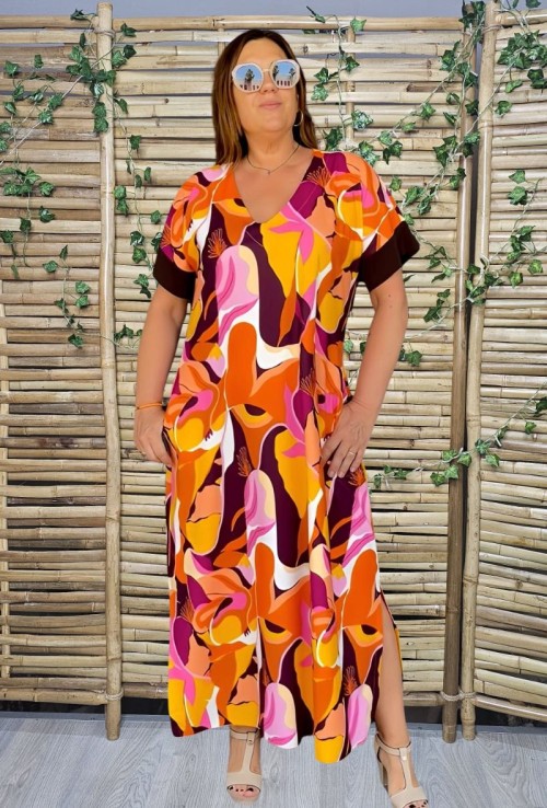 Vestido Atanausú Naranja/Negro