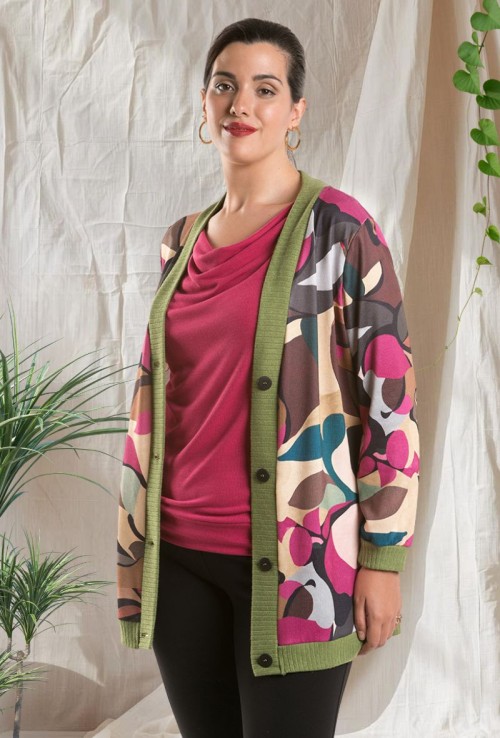 Cardigan Estampado con Botones