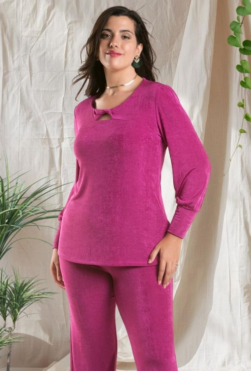 Blusa Punto Bisú Escote Nudo