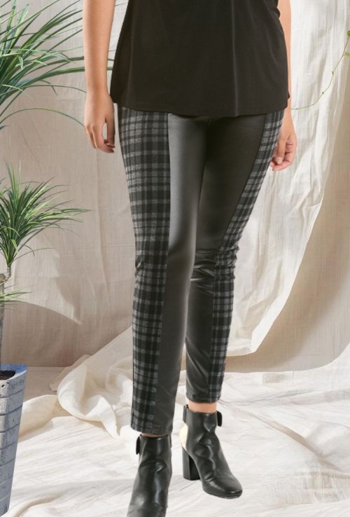Pantalón Cuadro Con Piel