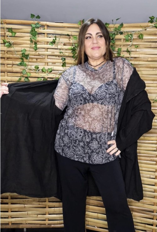 Camiseta básica tul Gris