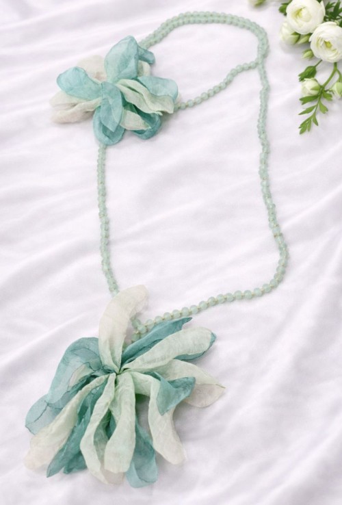 Colgante Flor doble Aguamarina